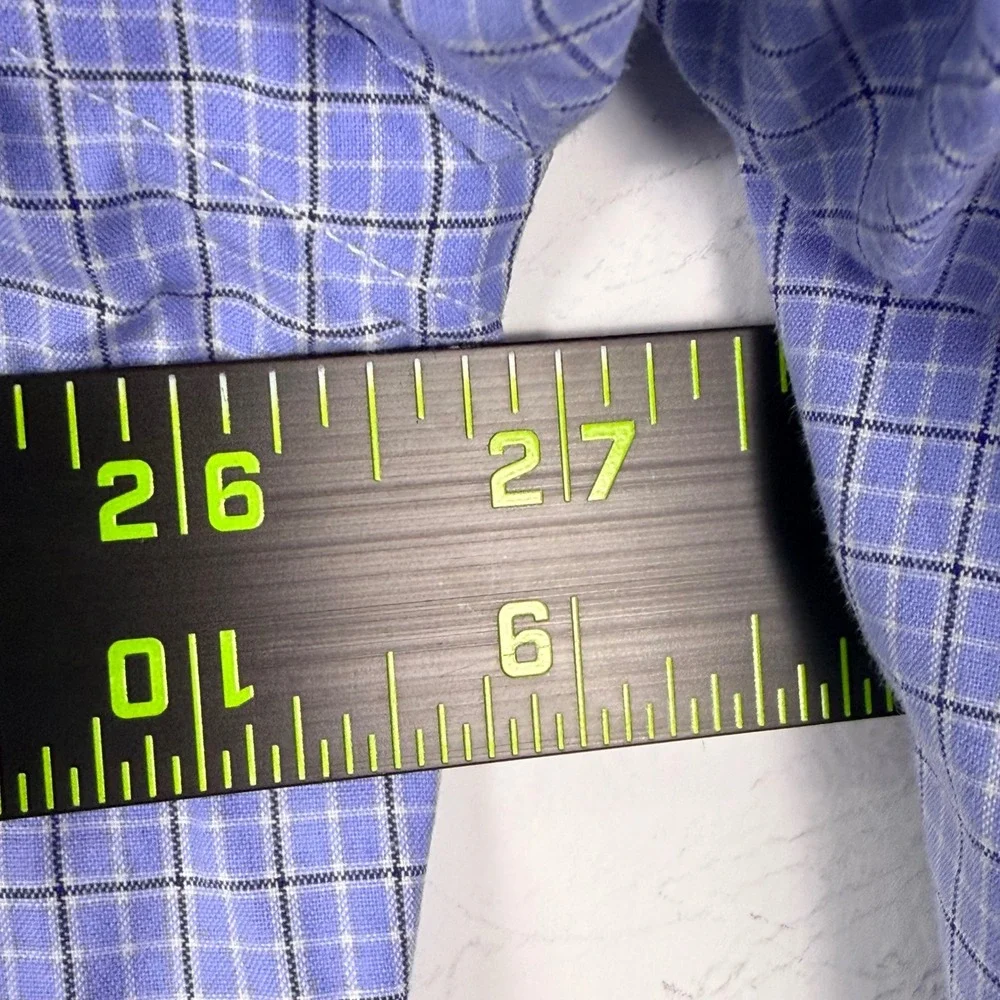 Ralph Lauren Button Down‎ Shirt Men XL Blue Micro Check Classic Fit Pony Preppy